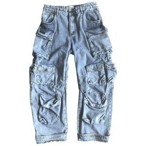 YoungLA 6002 Hella Pocket Jeans Lt Blue Wash Men’s Size Medium Baggy Streetwear